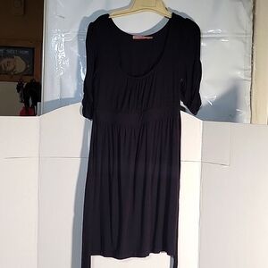 Juicy Couture Black S‎ Baby Doll Dress ruching on Sleeve/body lightweight casual